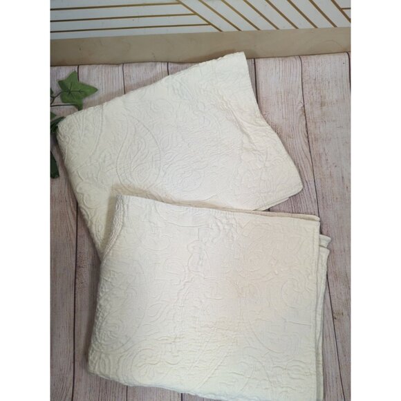 Columbine Cody Pillow Shams x2 Cream White Standard Portugal Embroidered 21X27 - Picture 2 of 8